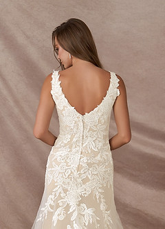 Azazie Bess Wedding Dresses Diamond White Champagne Sheath Sequins Tulle Dress image7