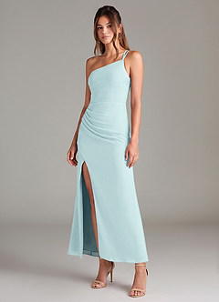Azazie Eren Brautjungfernkleider Meerjungfrau-Linie One-Shoulder Chiffon Kleid Seegrün image1