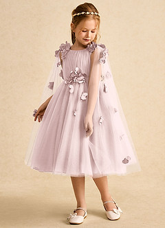 Azazie Staria Robe Demoiselle D'honneur Fillette Robe Princesse en Tulle Drapé Rose Pâle image5