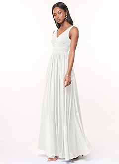 Azazie Keyla Bridesmaid Dresses White A-Line V-Neck Pleated Chiffon Dress image5