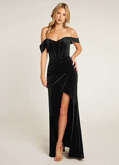azazie black velvet dress Azazie Shay