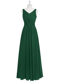Azazie Pierrette Bridesmaid Dresses Dark Green A-Line Pleated Chiffon Dress image7