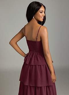 Azazie Kaiden Brautjungfernkleider A-Linie Herzausschnitt Chiffon Kleid Cabernetrot image7