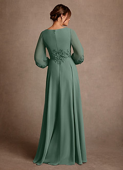 Azazie Yorba vestidos de madre de la novia Vestido de Eucalipto de Gasa de Corte en A con Encaje image3