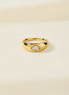 front Anillo con bisel de piedras preciosas en forma de marquesa mini