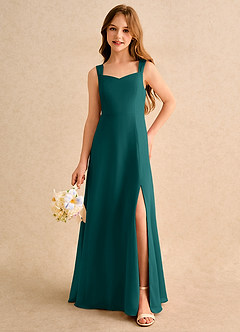 Azazie Makani Girls Formal Flower Girl Dresses Peacock A-Line Sweetheart Neckline Chiffon Dress image5