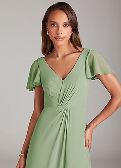 Azazie Soren Bridesmaid Dresses Dusty Sage A-Line Ruched Chiffon Dress image6