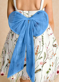 Azazie Peppa vestidos de niña de las flores Vestido de Marfil Azul Pastel de Tul de Corte en A con Escote de Corazón image6
