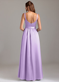 Azazie Elliott Robes de demoiselle d'honneur Robe Trapèze en Satin extensible avec poches Lilas image6