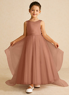Azazie Pumpkin Flower Girl Dresses Bronzer A-Line Convertible Tulle Dress image2