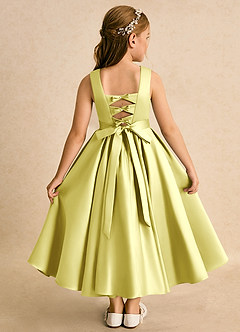 Azazie Junebuj Blumenmädchenkleider Ballkleid Plissee Matte Satin Kleid Zitronensorbet image1