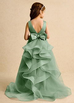 Azazie Lior Robe Demoiselle D'honneur Fillette Robe Princesse en Tulle Plissée Matcha image8