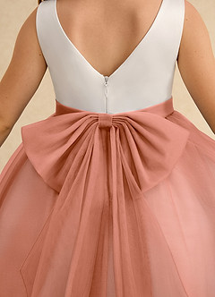 Azazie Rene Flower Girl Dresses Ivory Mai Tai A-Line Bow Tulle Dress image7