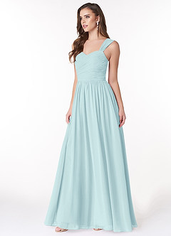 Azazie Zapheira Bridesmaid Dresses Sea Glass A-Line Ruched Chiffon Dress image3