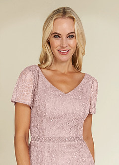 Dusty Rose Azazie Lucilia Dusty Rose Sheath Lace Dress | Azazie