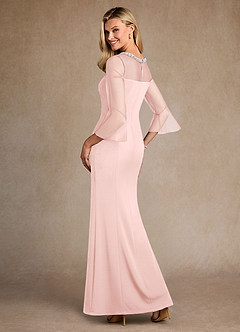 Azazie Bellevie 신부의 어머니 드레스 쉬스 구슬 스트레치 크레이프 플로어 길이 드레스 image3