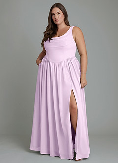 Azazie Novi Brautjungfernkleider A-Linie Plissee Chiffon Kleid Frostiges Flieder image7