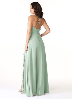 Azazie Tarni Bridesmaid Dresses Agave A-Line Chiffon Dress image2