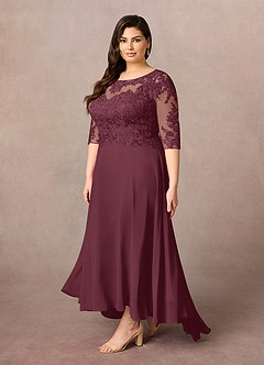 Azazie Monza Mother of the Bride Dresses Cabernet A-Line Lace Chiffon Dress image8