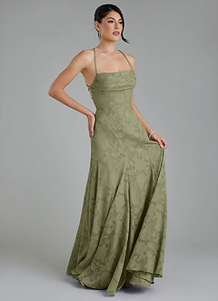 Azazie Tatum Bridesmaid Dresses Pistachio A-Line Corset Floral Burnout Dress image5