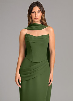 Azazie Sorrel Bridesmaid Dresses Olive Mermaid Corset Chiffon Dress image6