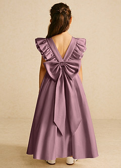 Azazie Piglette Flower Girl Dresses Vintage Mauve A-Line Bow Matte Satin Dress image1