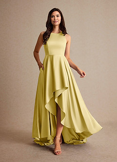 Azazie Niles Mère de la mariée Robes Robe Trapèze en Satin extensible Traînes Sorbet Citron image6