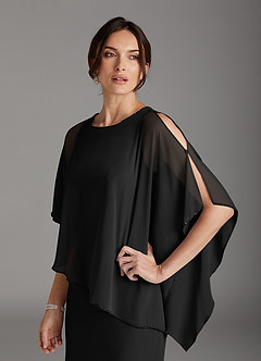 Azazie Sparrow Abiti per la Madre della Sposa Abito Tubino in Chiffon Lustrini Nero image6