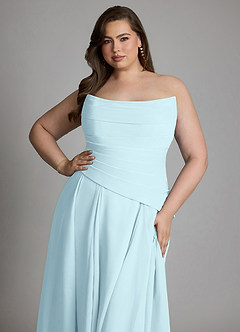Azazie Gabriela Bridesmaid Dresses Cloud Blue A-Line Corset Chiffon Dress image24