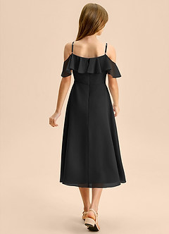 Azazie Kamilla Junior Vestido de Negro de Gasa de Corte en A con Vestidos sin tirantes image2