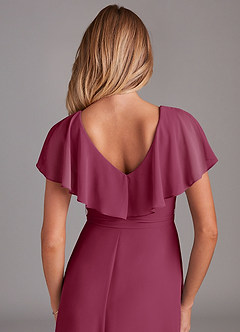 Azazie Lainey Brautjungfernkleider A-Linie mit Taschen Chiffon Kleid Maulbeerrot image2
