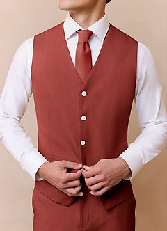 front James Terracotta Structured Stretch Suit Vest