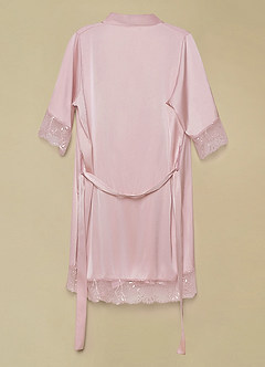 front Short Sleeve Vintage Satin Robe