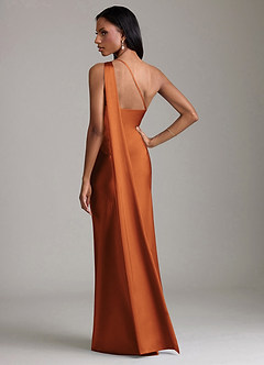 Azazie Galinda Suknie dla druhen Syrena Jedno ramię Satyna elastyczna Do ziemi Sukienka image6