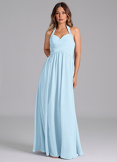 Azazie Darlyn Abiti da Damigella Abito A-Line in Chiffon Plissettato Azzurro image5