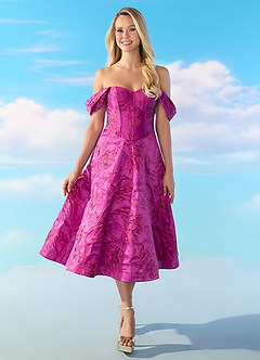 Robe Mi-Longue Fuchsia Barbie™ ❤ AZAZIE 4014 image1