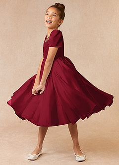 Azazie Anirra Flower Girl Klänningar Klänning Balklänning i Matt satäng Plisserad image2