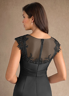 Azazie Santa Barbara Abiti per la Madre della Sposa Abito Tubino in Raso Elasticizzato Plissettato Nero image8