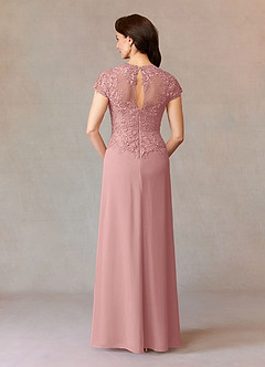 Azazie Junie Mother of the Bride Dresses Dusty Rose A-Line Lace Chiffon Dress image2