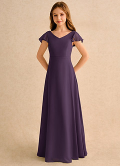 Azazie Nari Girls Formal Flower Girl Klänningar Klä A-Line i Chiffong med ärmar image6