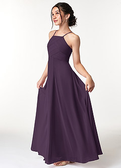 Azazie Ginger Junior Plum A-Line Pleated Chiffon Dress image6
