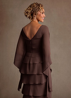 Azazie Arabinda Abiti per la Madre della Sposa Abito Tubino in Chiffon Increspato Ganache image6