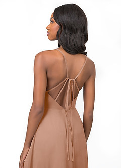 Azazie Everleigh Bridesmaid Dresses Champagne Rose A-Line Sweetheart Pleated Chiffon Dress image4
