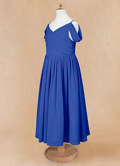 Azazie Chelle Flower Girl Dresses Royal Blue A-Line Pleated Chiffon Dress image8