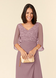 Azazie Laina Mother of the Bride Dresses Dusty Rose Mermaid Lace Chiffon Dress image5