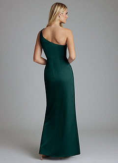 Azazie Adhara Abiti da Damigella Abito Tubino in Raso Elasticizzato Monospalla Pino image6