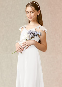 Azazie Everett Junior Jurk van Chiffon met A-Lijn Wit image4