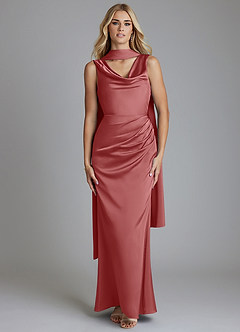 Azazie Tallie Suknie dla druhen Syrena Pofałdowany Satyna elastyczna Do ziemi Sukienka image5