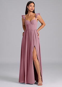Azazie Denisse Bridesmaid Dresses Vintage Mauve A-Line Ruched Chiffon Dress image1