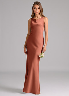 Azazie Allettie Brautjungfernkleider Meerjungfrau-Linie Stretch-Satin Kleid Lehm image1
